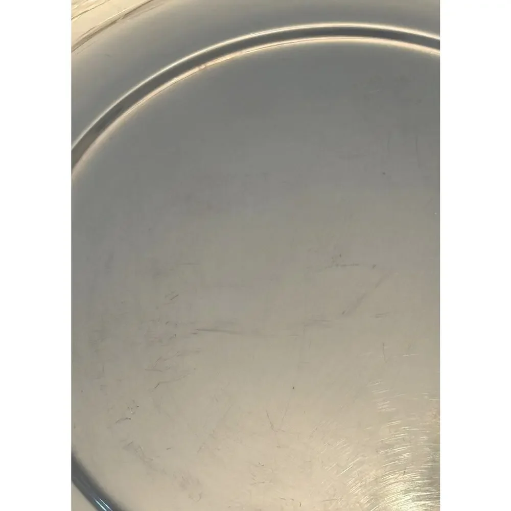Mid 20th Century Lunt 10 3/4” Round Silver Plated Tray Grape Fruit Edge Design